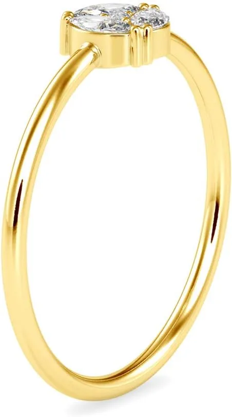 Certified Wedding Ring Studded with Marquise & Round Cut Natural Diamond in 18K White/Yellow/Rose Gold Bridal Ring for Women | Couple Promise Ring for Her | Natural Diamond Ring (0.16 Ct, IJ-SI)