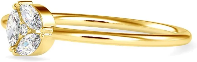 Certified Wedding Ring Studded with Marquise & Round Cut Natural Diamond in 18K White/Yellow/Rose Gold Bridal Ring for Women | Couple Promise Ring for Her | Natural Diamond Ring (0.16 Ct, IJ-SI)
