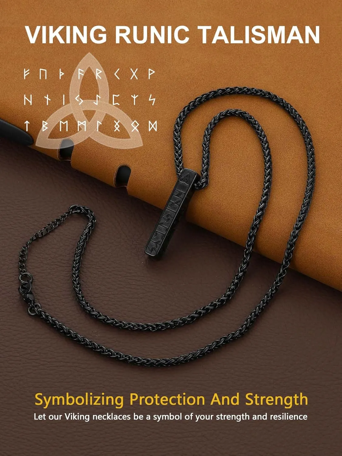 ChainsProMax Mens Viking Necklace, Arrowhead/Rune/Raven Skull Necklace for Men Nordic Jewelry-Send Gift Box