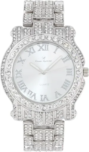 Charles Raymond Bling-ed Out Ultimate Hip Hop Royalty Mens Watch w/Easy Reader Roman Numeral or Iced Out Diamond Time Indicators - Bright Colored Dials - L0504