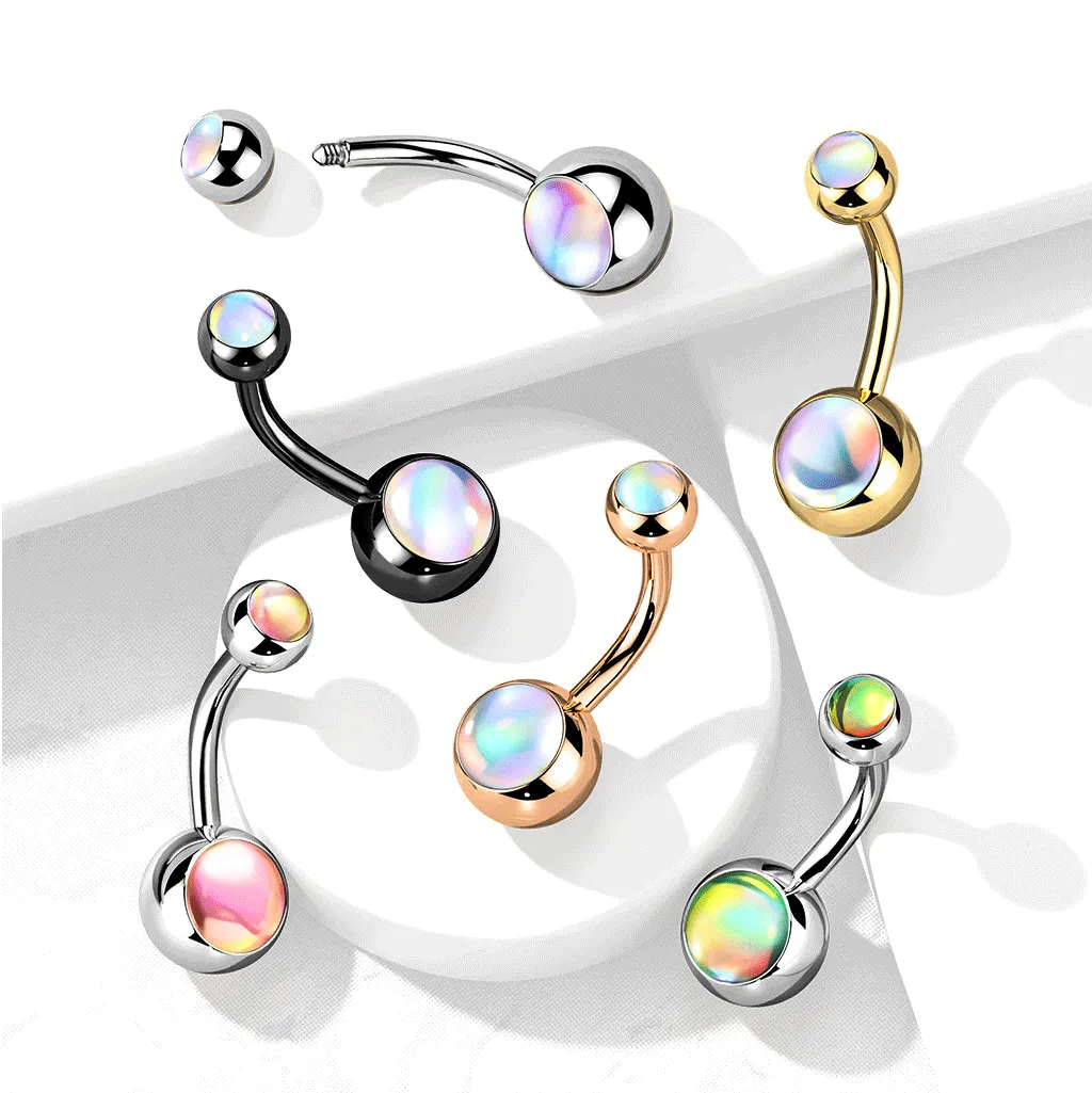 Charlie's Iridescent Stone Belly Ring with Rose Gold Plating