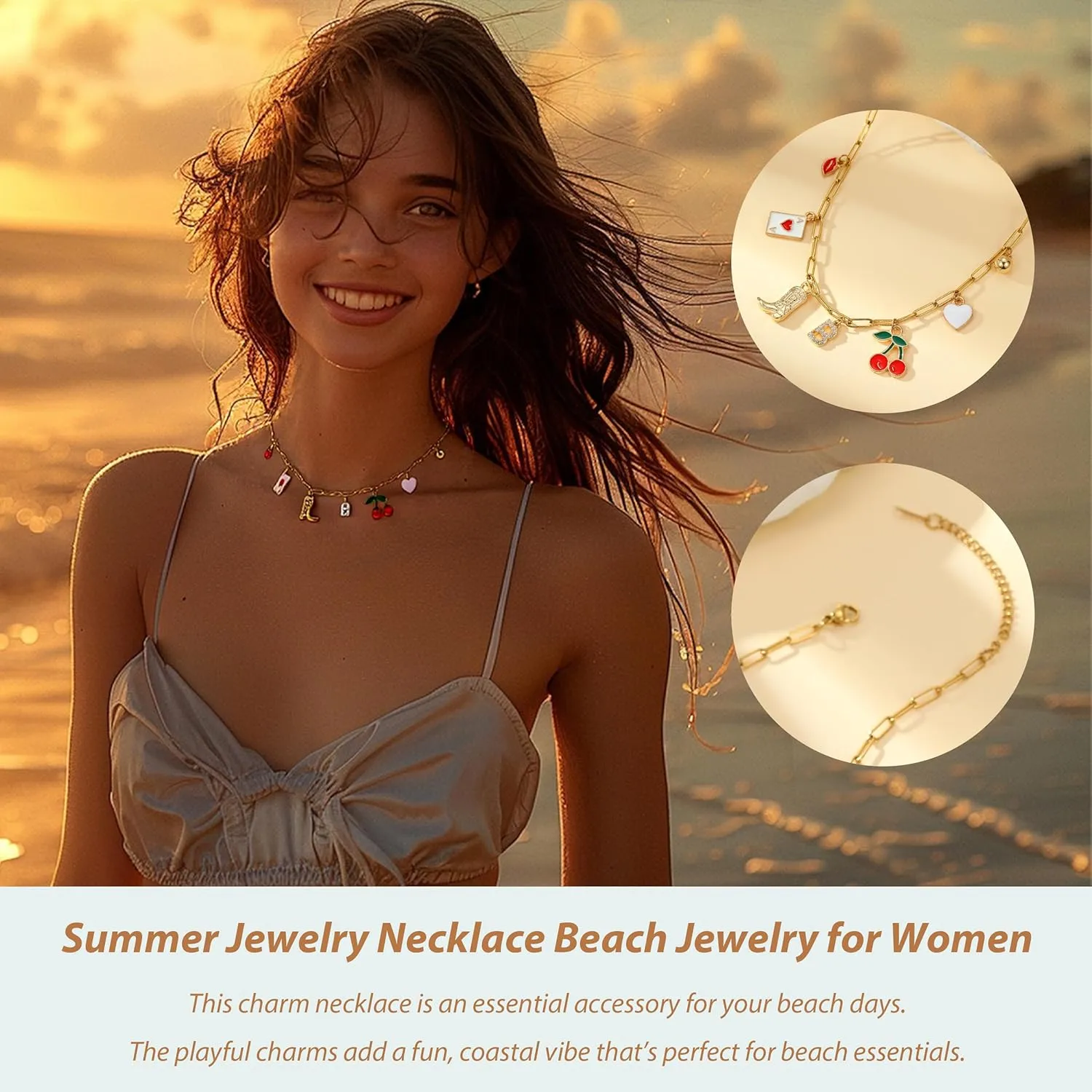 Charm Necklace Western Jewelry for Women Initial Charm Pendant Cowgirl Boot Necklace Beach Accessories Western Outfits for Women 2025