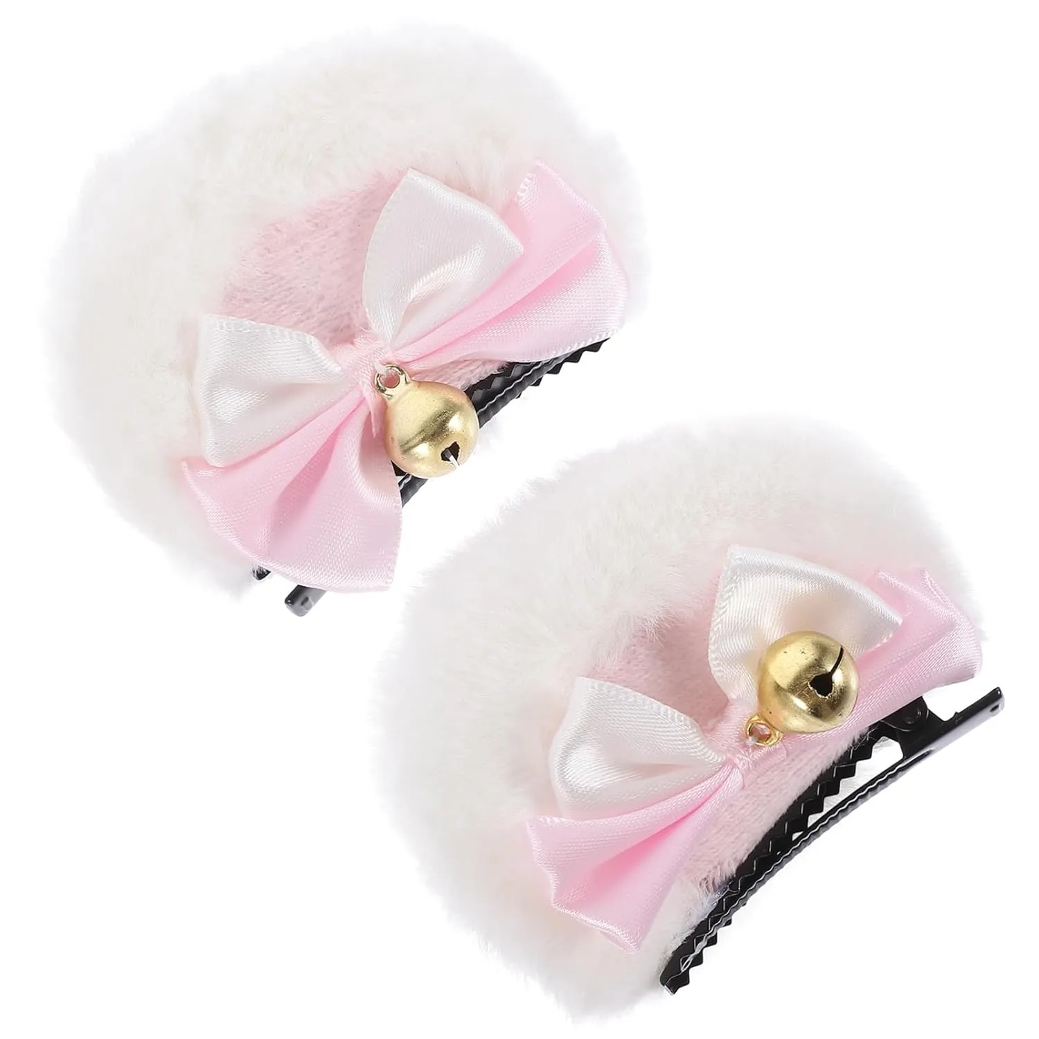 Chic Bear Ear Hairpin Double Bowknot Adorable Plush Hair Clip for Party and Daily Styling