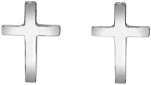Christian Cross Silver Stud Earrings for Women Men Religion Bible Small Unique Cool Stainless Steel Earrings