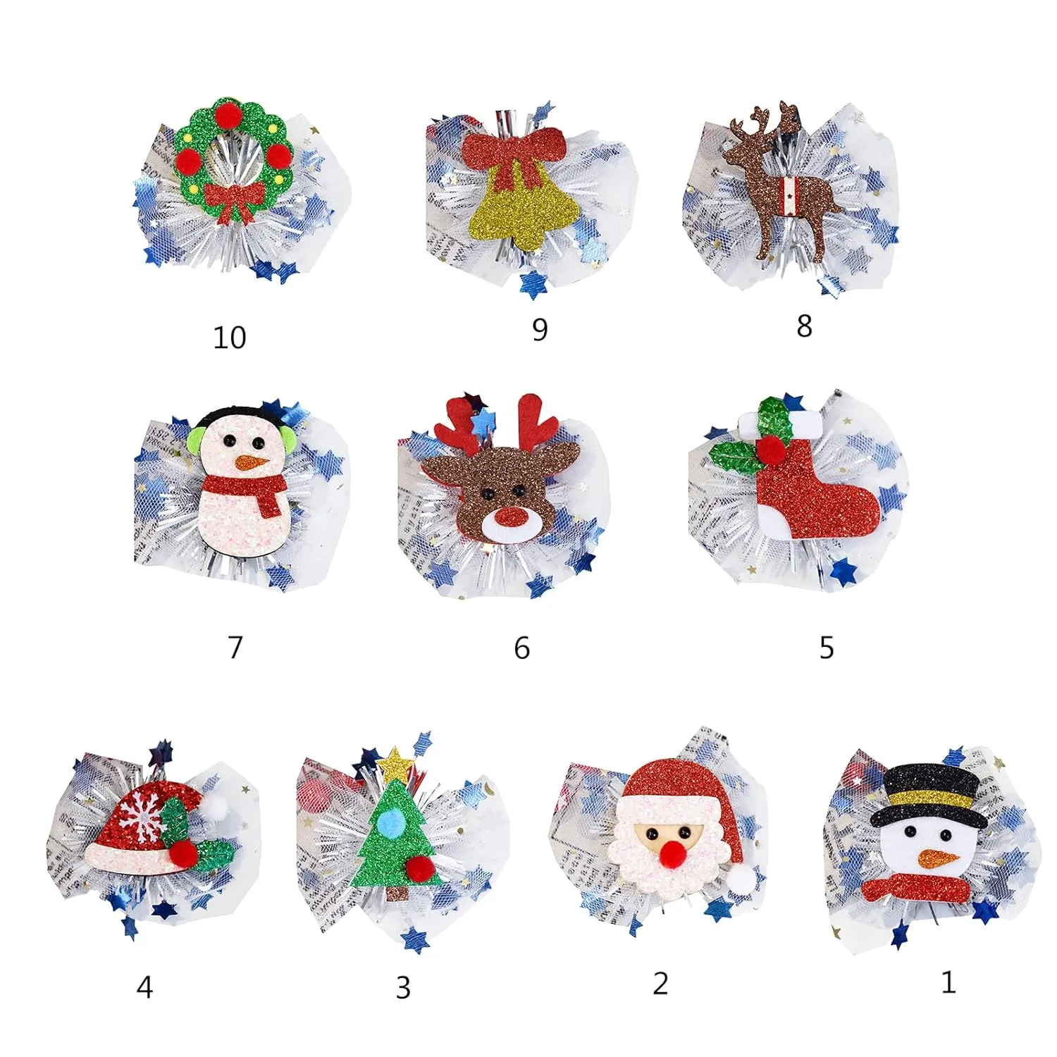 Christmas Mesh Hair Clip for Adult Kids Duckbill Christmas Tree/Santa Hairpin Girls Side Clip Holiday Barrettes