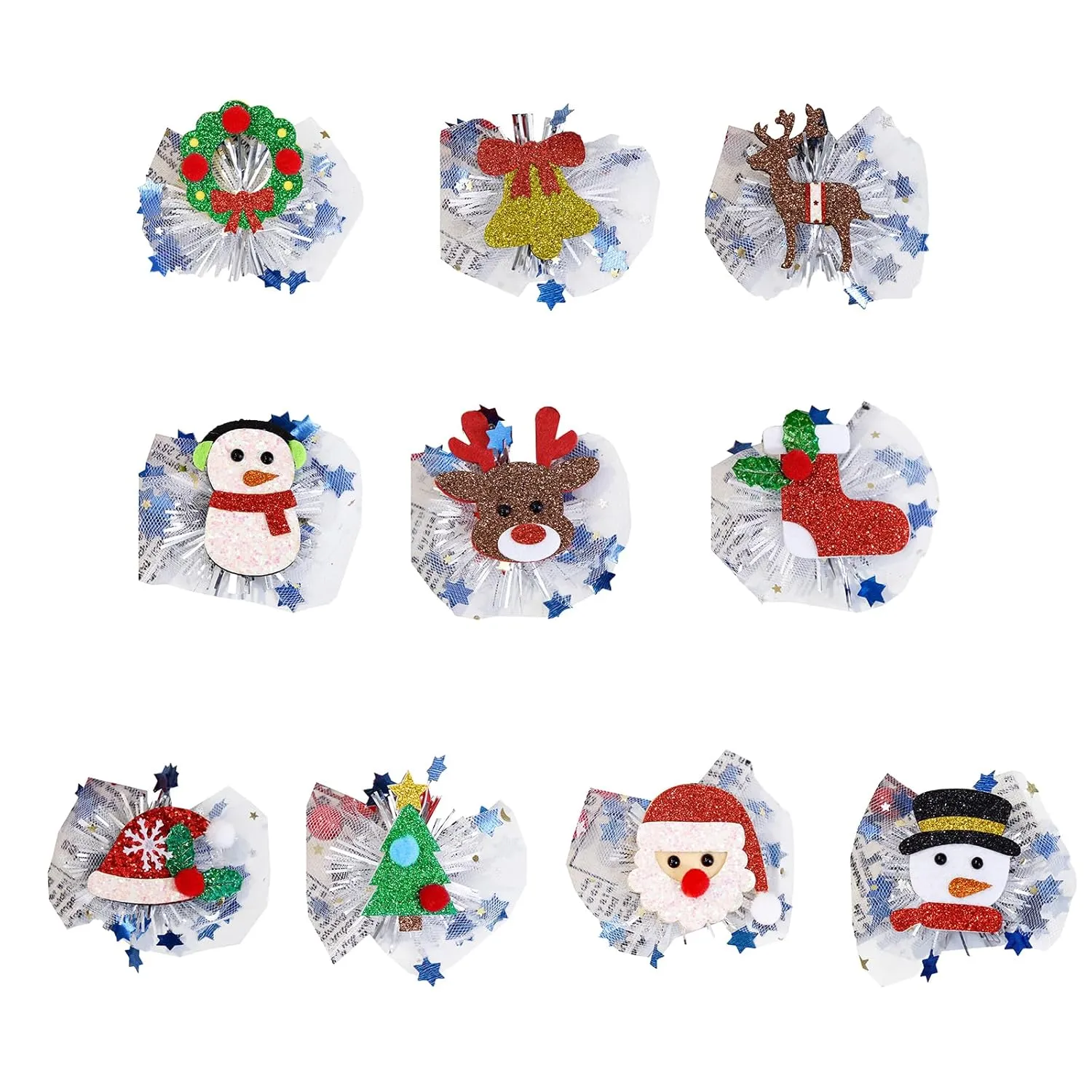Christmas Mesh Hair Clip for Adult Kids Duckbill Christmas Tree/Santa Hairpin Girls Side Clip Holiday Barrettes