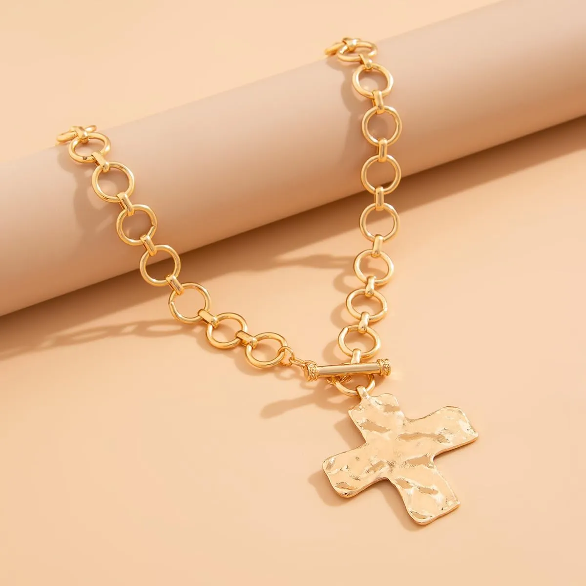 Chunky Gold Necklace for Women Trendy Chunky Cross Necklace for Women Gold Statement Necklace Silver Chunky Necklaces for Women Big Cross Necklace Large Gold Cross Necklace for Women Chunky Gold Jewelry