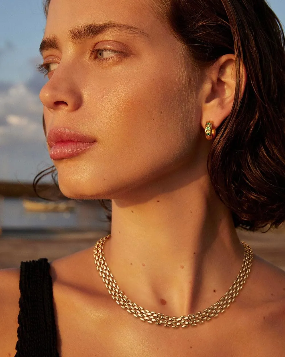 Chunky Necklaces for Women: 14K Gold Plated Chocker Necklace for Women Trendy Cuban Link Paperclip Chain Toggle Clasp Pearl Pendant Necklace Non Tarnish Lobster Clasp Necklace for Women