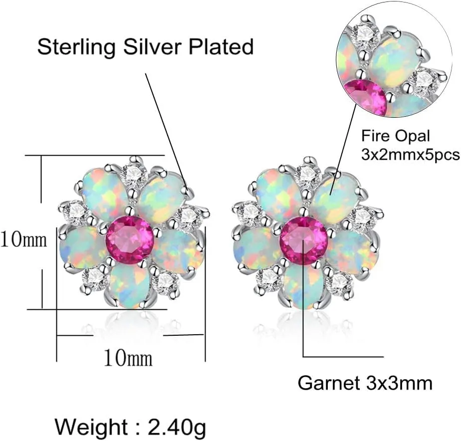 CiNily Flower Earrings,Opal Stud Earrings Sterling Silver or White Gold/Rose Gold Plated Ladies Flower Stud Earrings Cute Unique Earrings for Girls