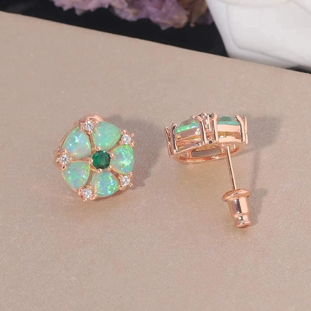 CiNily Flower Earrings,Opal Stud Earrings Sterling Silver or White Gold/Rose Gold Plated Ladies Flower Stud Earrings Cute Unique Earrings for Girls