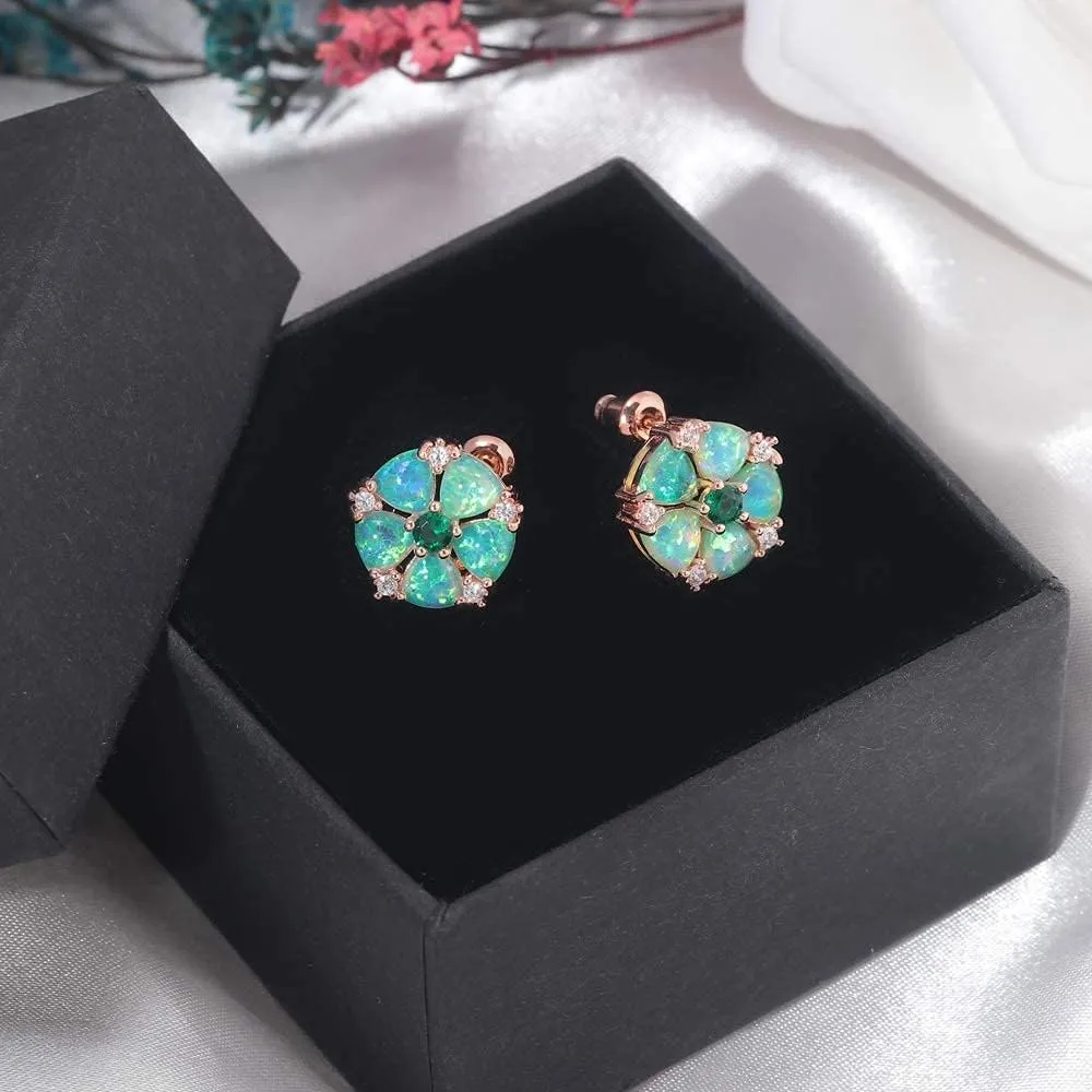 CiNily Flower Earrings,Opal Stud Earrings Sterling Silver or White Gold/Rose Gold Plated Ladies Flower Stud Earrings Cute Unique Earrings for Girls