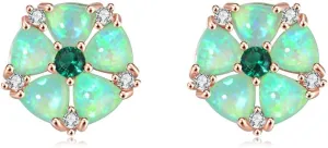 CiNily Flower Earrings,Opal Stud Earrings Sterling Silver or White Gold/Rose Gold Plated Ladies Flower Stud Earrings Cute Unique Earrings for Girls
