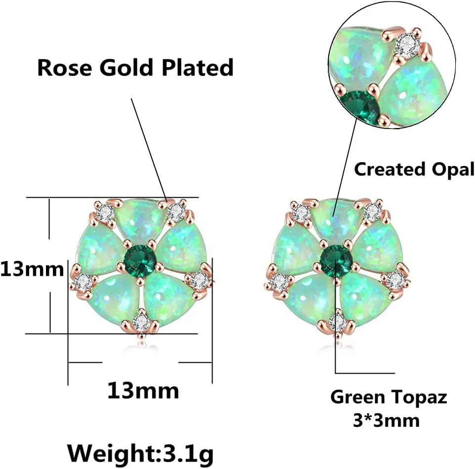 CiNily Flower Earrings,Opal Stud Earrings Sterling Silver or White Gold/Rose Gold Plated Ladies Flower Stud Earrings Cute Unique Earrings for Girls