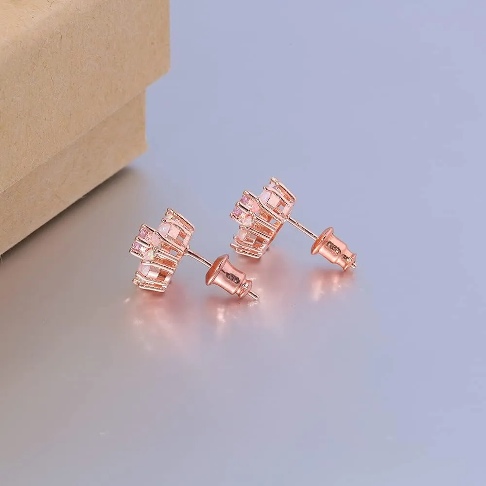 CiNily Flower Earrings,Opal Stud Earrings Sterling Silver or White Gold/Rose Gold Plated Ladies Flower Stud Earrings Cute Unique Earrings for Girls