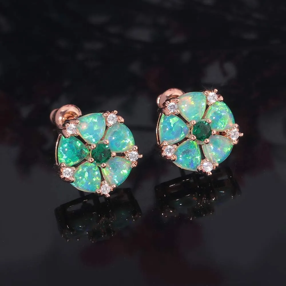 CiNily Flower Earrings,Opal Stud Earrings Sterling Silver or White Gold/Rose Gold Plated Ladies Flower Stud Earrings Cute Unique Earrings for Girls