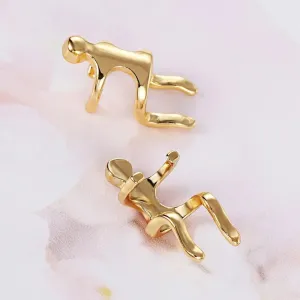 coadipress Climbing Man Non Pierced Ear Clip Earrings for Women Men Funny Unisex Climber Person Human Shaped Earring Punk Unique Man Ear Cuff Earrings Jewelry