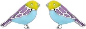 coadipress Colorful Bird Stud Earrings for Women Unique Cute Enamel Small Crystal Metal Flying Animal Magpie Hummingbird Statement Studs Jewelry