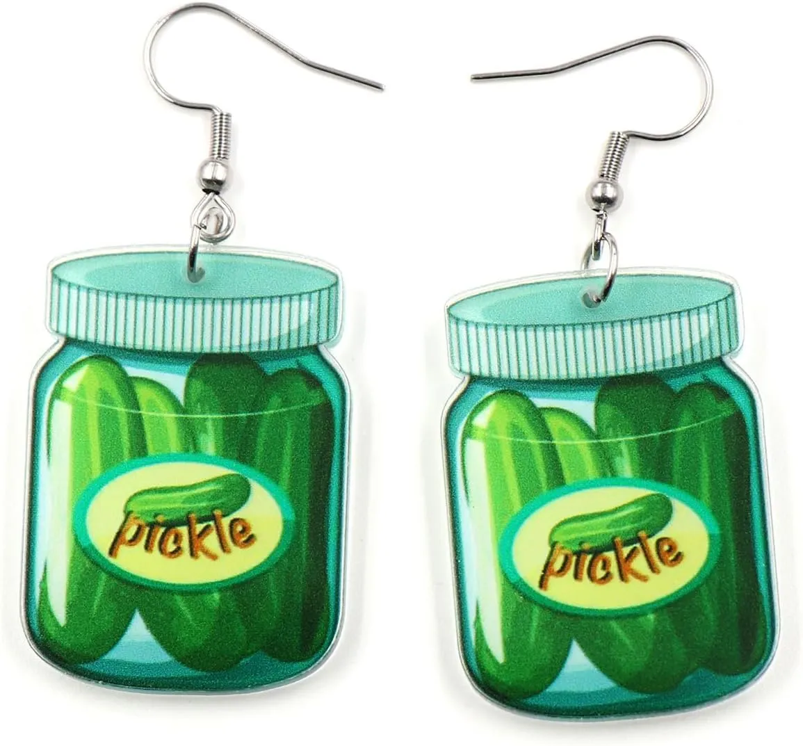 coadipress Cucumber Earrings for Women Funny Food Earrings Unique Weird Acrylic Cucumber Drop Dangle Earrings Pickle Lovers Gifts
