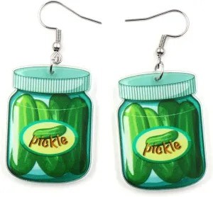 coadipress Cucumber Earrings for Women Funny Food Earrings Unique Weird Acrylic Cucumber Drop Dangle Earrings Pickle Lovers Gifts