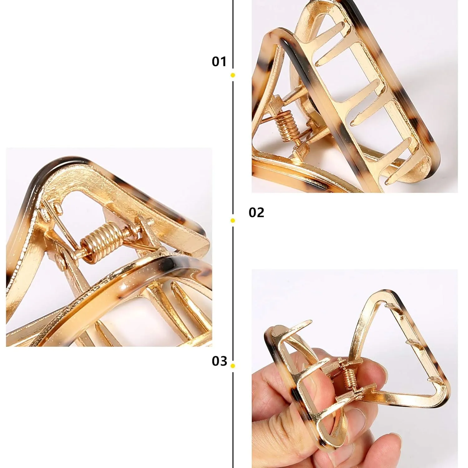 Cobahom 3 Pack Small Hair Claw Clips 2 inch Acetate Hair Jaw Clips 3 Colors Set Fashion Hollow Triangle Hair Clips for Women Girls, 1 Pink and 2 Tortoiseshell
