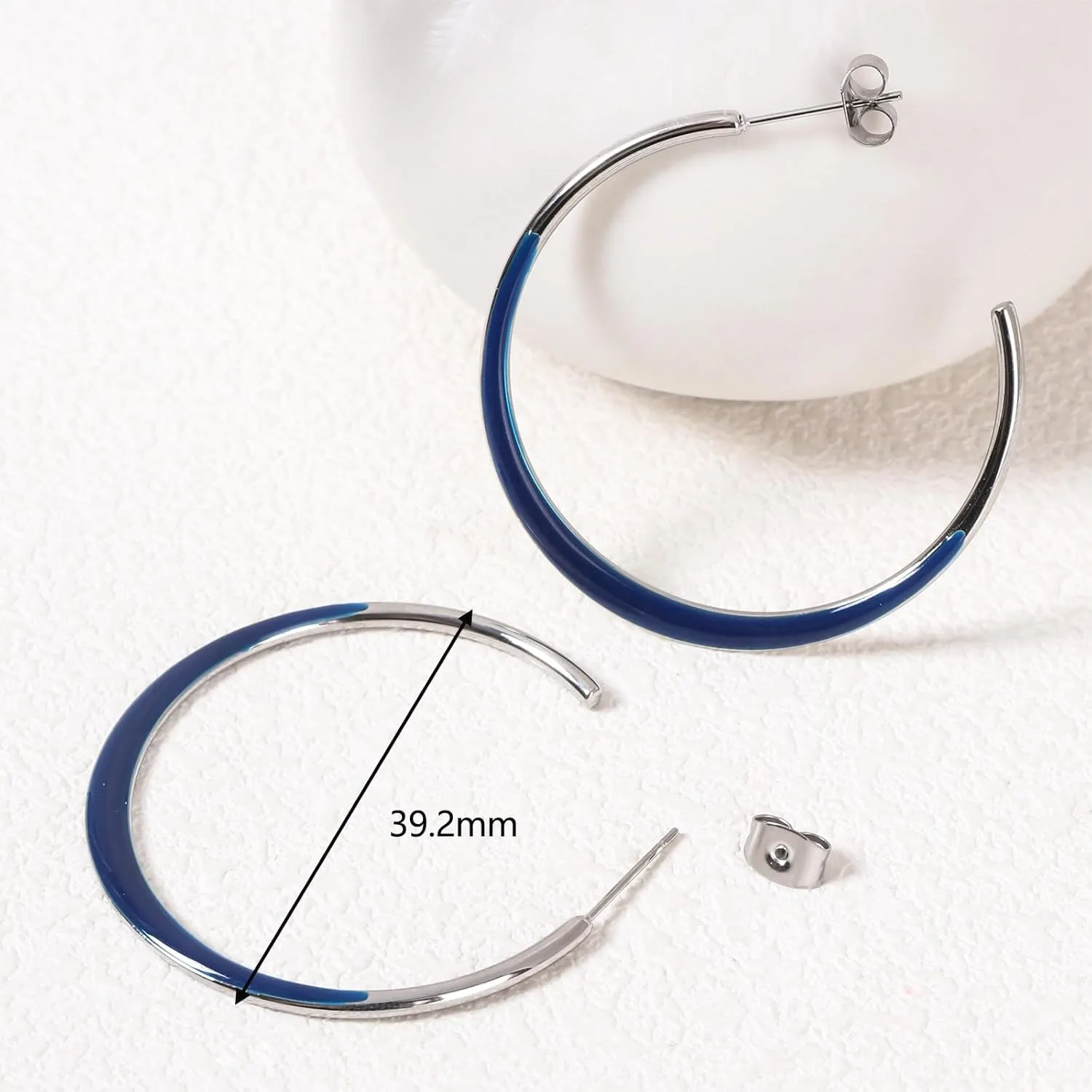 Colorful Enamel Hoop Earrings for Women 18K Real Gold Plated Open Hoop Earring Hypoallergenic Stainless Steel Enamel Earring Jewelry Gift for Wife Girlfriend