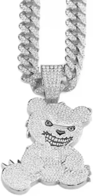 Cool Bear Pendant Necklace for Men Cuban Link Chain Gold/Silver Plated Diamonds Chain Neckchain Party Jewelry