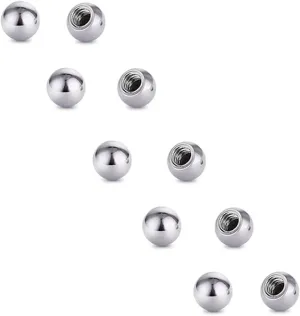 COTTVOTT Threaded 316L Steel Replacement Balls Piercing Parts for Body Jewelry 14G 16G Barbell