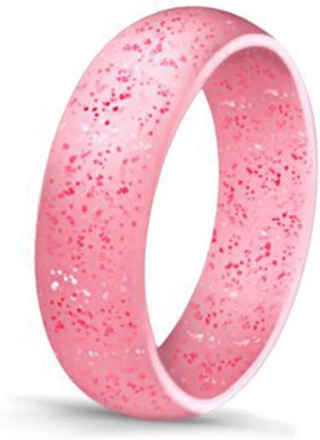 Couple Models 7Pcs Women Fashion Silicone Soft Shiny Glitter Finger Rings Party Jewelry Gift Black Green Glitter US 7