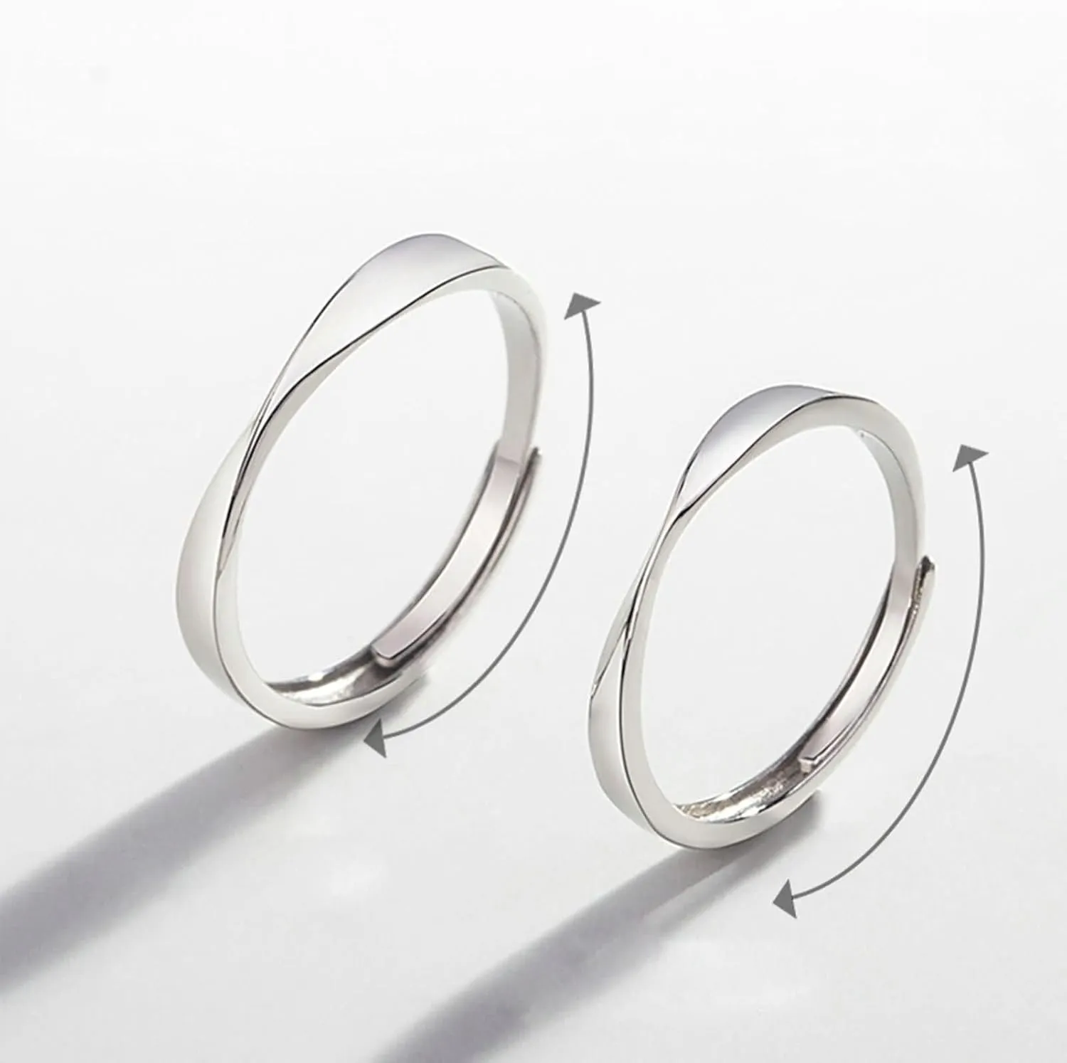 Couple Ring Engraving Anniversary Rings Couple,Jewelry Rings for Couple Sterling Silver Adjustable,Simple Round Silver Ring