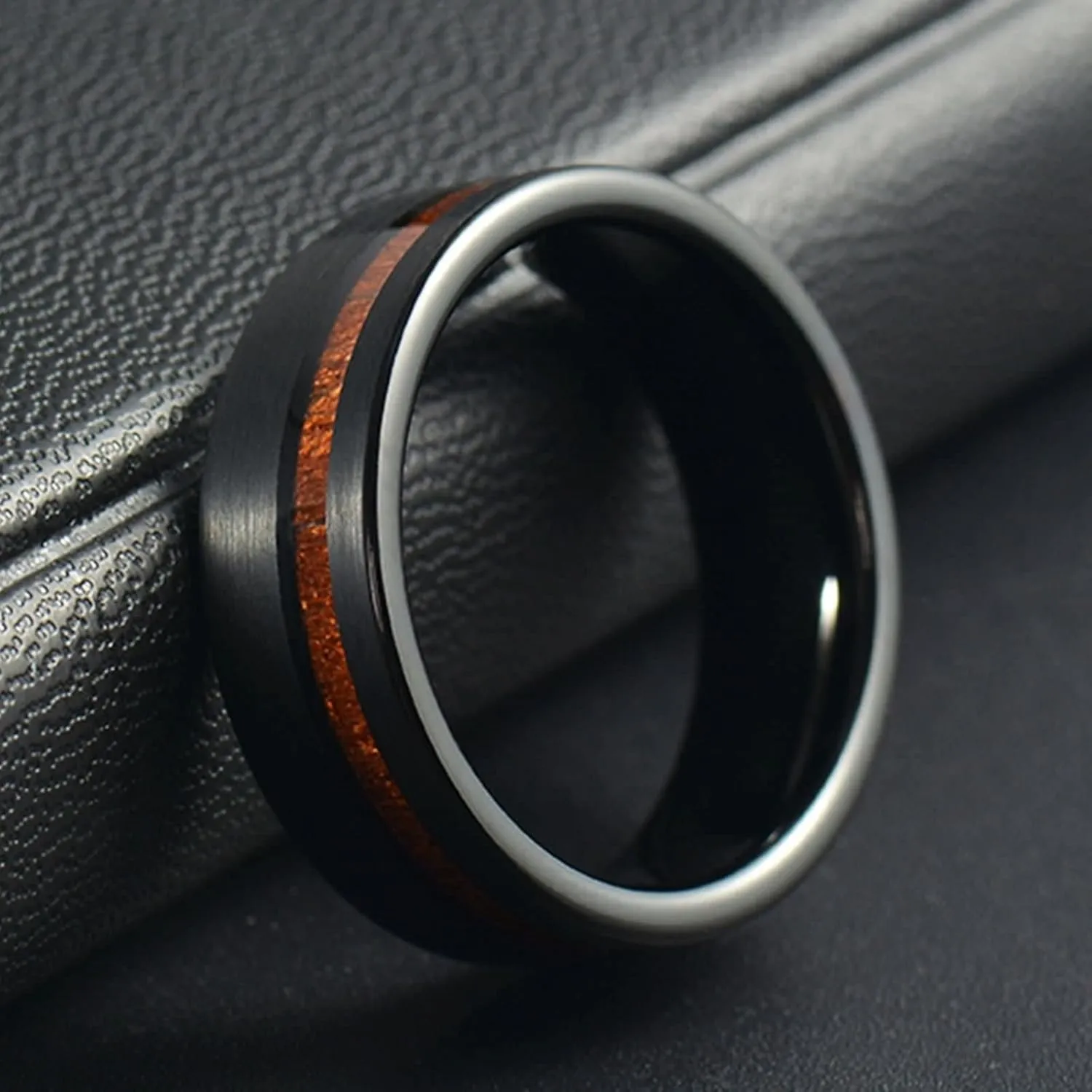 Couple Rings Customizable Wedding Rings Couples,Couple Rings Tungsten 8MM Black Ring with Wood Grain Couple Ring for Wedding