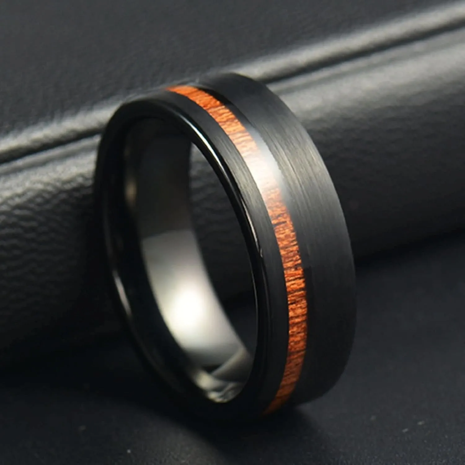 Couple Rings Customizable Wedding Rings Couples,Couple Rings Tungsten 8MM Black Ring with Wood Grain Couple Ring for Wedding