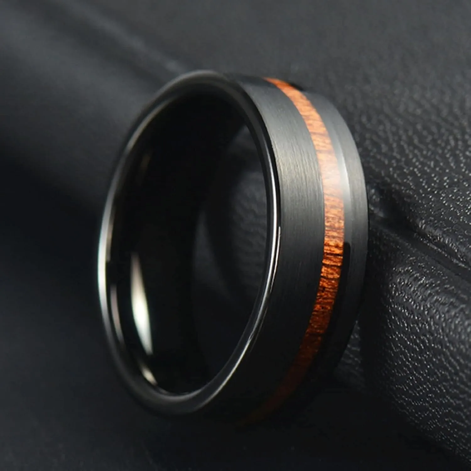 Couple Rings Customizable Wedding Rings Couples,Couple Rings Tungsten 8MM Black Ring with Wood Grain Couple Ring for Wedding