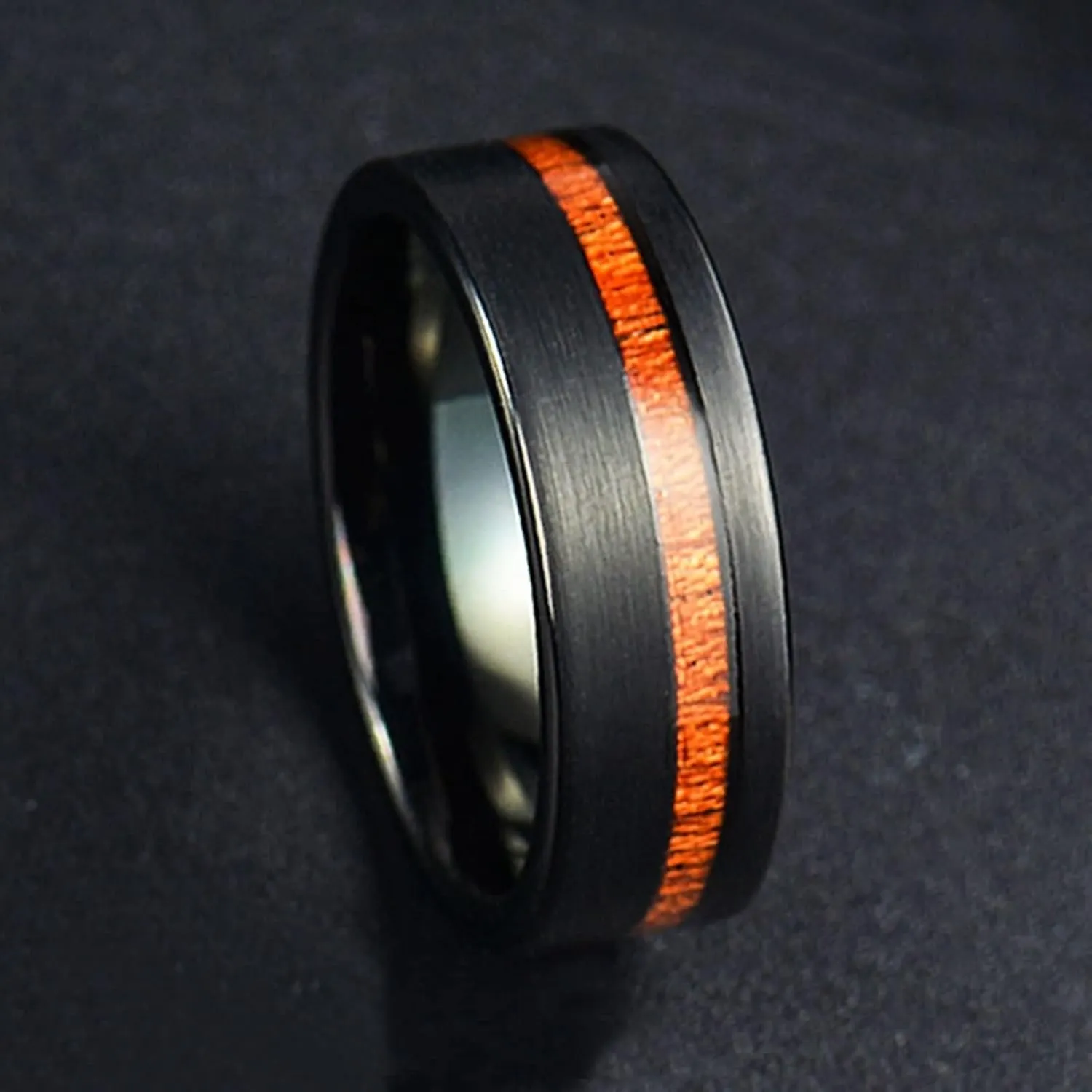 Couple Rings Customizable Wedding Rings Couples,Couple Rings Tungsten 8MM Black Ring with Wood Grain Couple Ring for Wedding