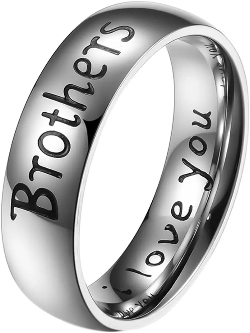 Couple Rings Stainless Steel,Couple Ring Personalize Brothers/Mom/Dad/Son i Love You Rings Couple Silver