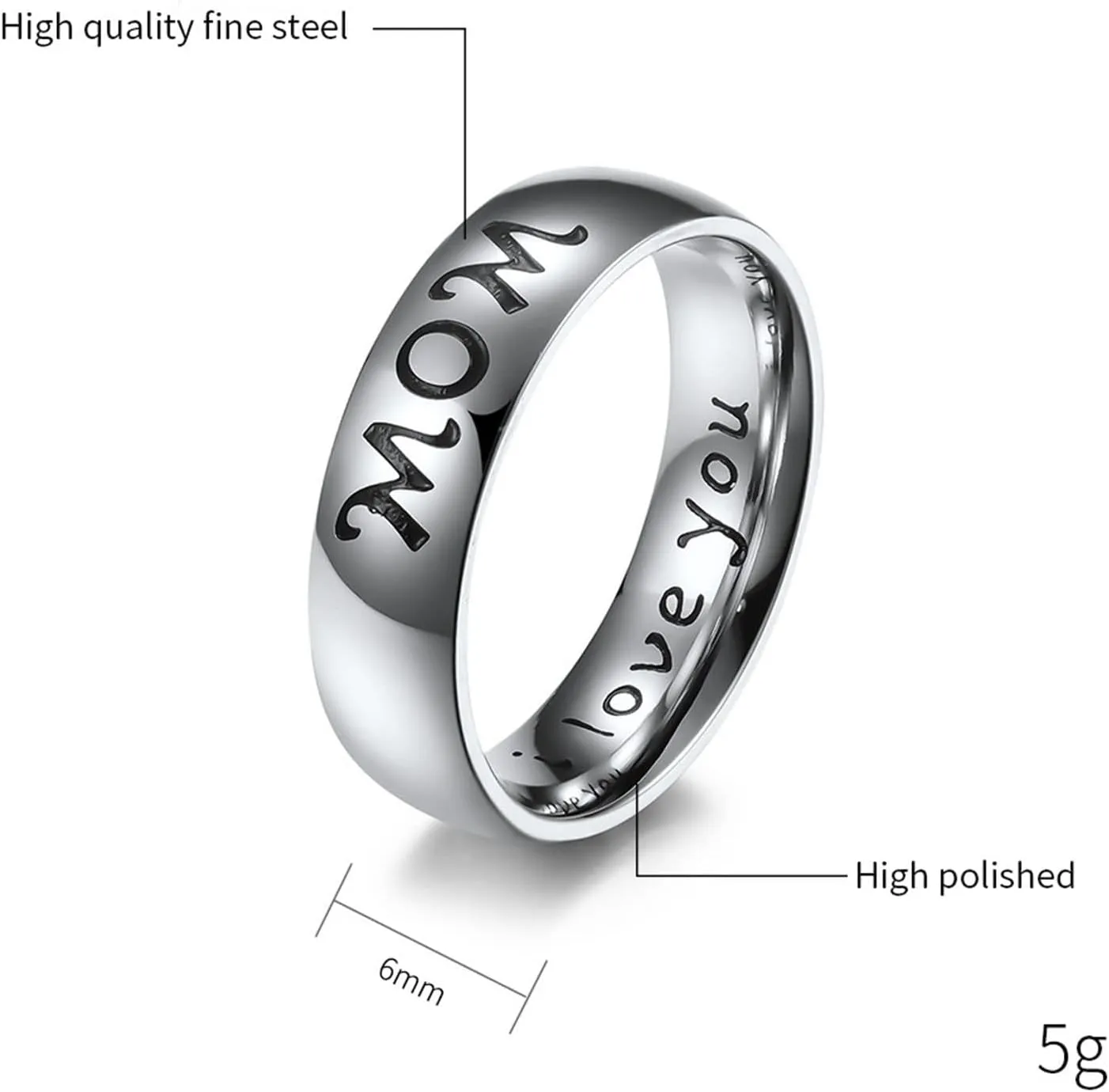 Couple Rings Stainless Steel,Couple Ring Personalize Brothers/Mom/Dad/Son i Love You Rings Couple Silver
