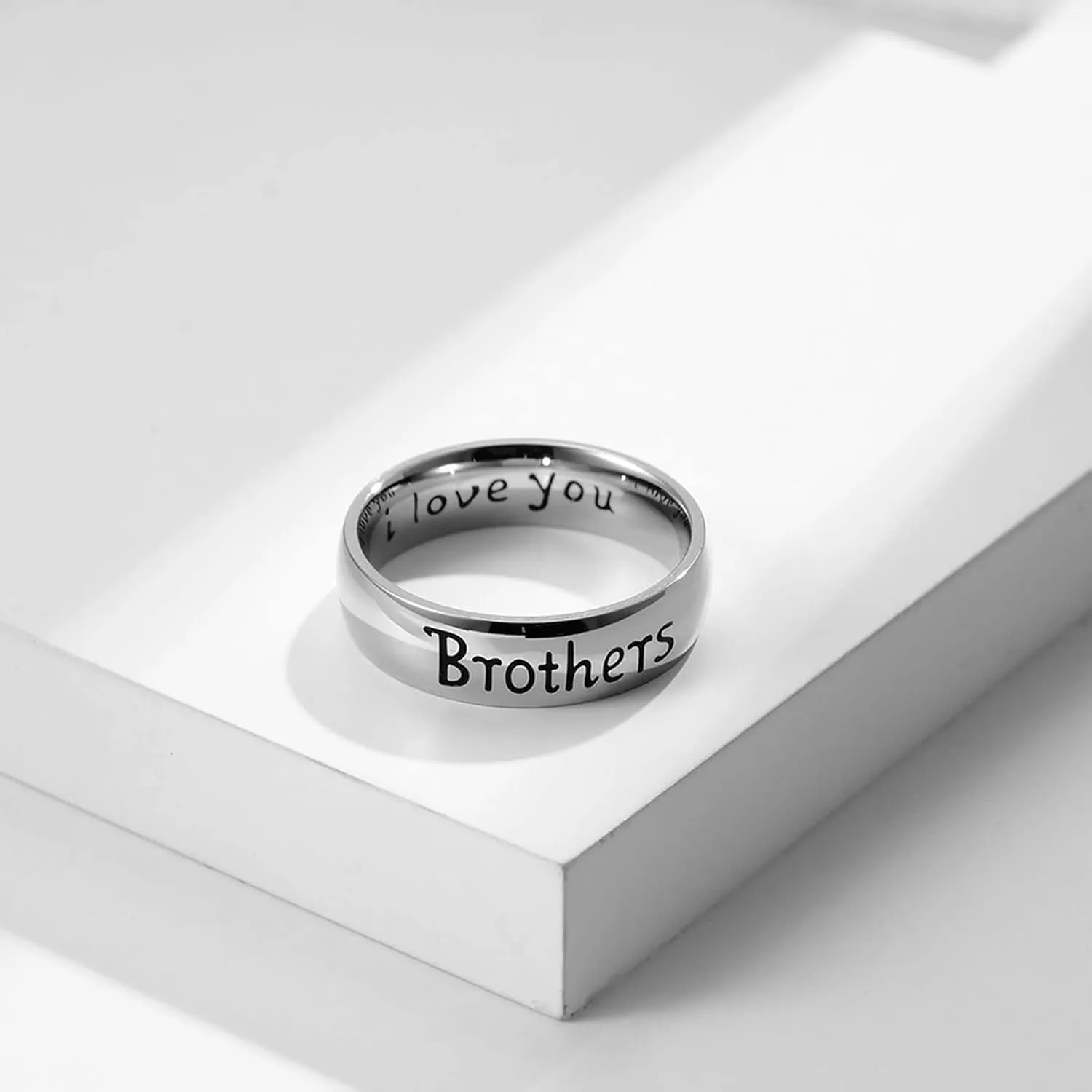 Couple Rings Stainless Steel,Couple Ring Personalize Brothers/Mom/Dad/Son i Love You Rings Couple Silver