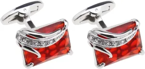 Create idea Pair of Red Crystal Cufflinks Fashion Classic Shirt Cufflinks Sleeve Cuff Link Jewelry Delicate Gift for Men Father Groom Clothing Decoration Accessories