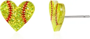 Creative Ball Sports Shiny Stud Earrings Glitter Acrylic Basketball Volleyball Baseball American Football Ball Game Stud Earrings for Women