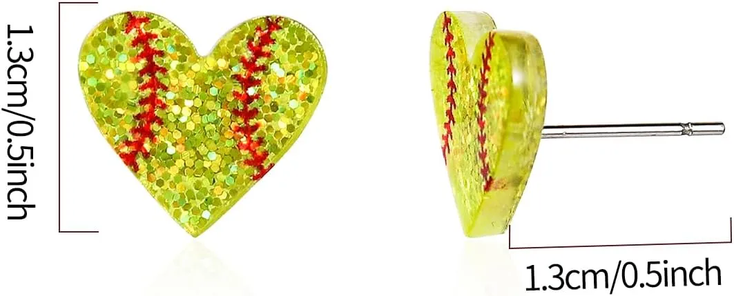Creative Ball Sports Shiny Stud Earrings Glitter Acrylic Basketball Volleyball Baseball American Football Ball Game Stud Earrings for Women