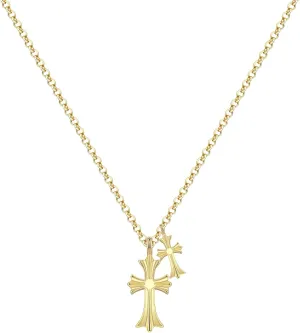 Cross Necklace 14K Gold/Silver Plated Double Cross Pendant Necklace Dainty Diamond Cross Charm Choker Delicate Faith Jewelry Religious Gifts for Women