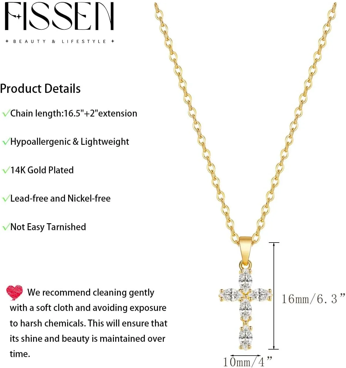 Cross Necklace for Women Dainty Gold Cross Birthstone Necklace 14K Gold Plated Cross Pendant Necklaces for Women Trendy Gold Jewelry Gifts