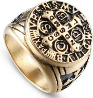 Cross Ring, Vintage Rune Jesus Cross Ring for Men, Christ Cross Ring Religious Catholic Cross Ring Jesus Cross Jewelry, Punk Knight Templar Crusader Cross Ring for mens