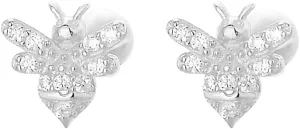 Crystal Bee Stud Earrings for Women Girls S925 Sterling Silver Cubic Zirconia Delicate Cute Animal Honeybee Small Studs Hypoallergenic Gift Jewelry
