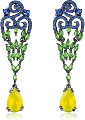 Crystal Dangle Drop Vintage Earrings for Women Teardrop Chandelier Cubic Zirconia Hypoallergenic Statement Wedding Prom Palace Earrings for Mom Wife Her