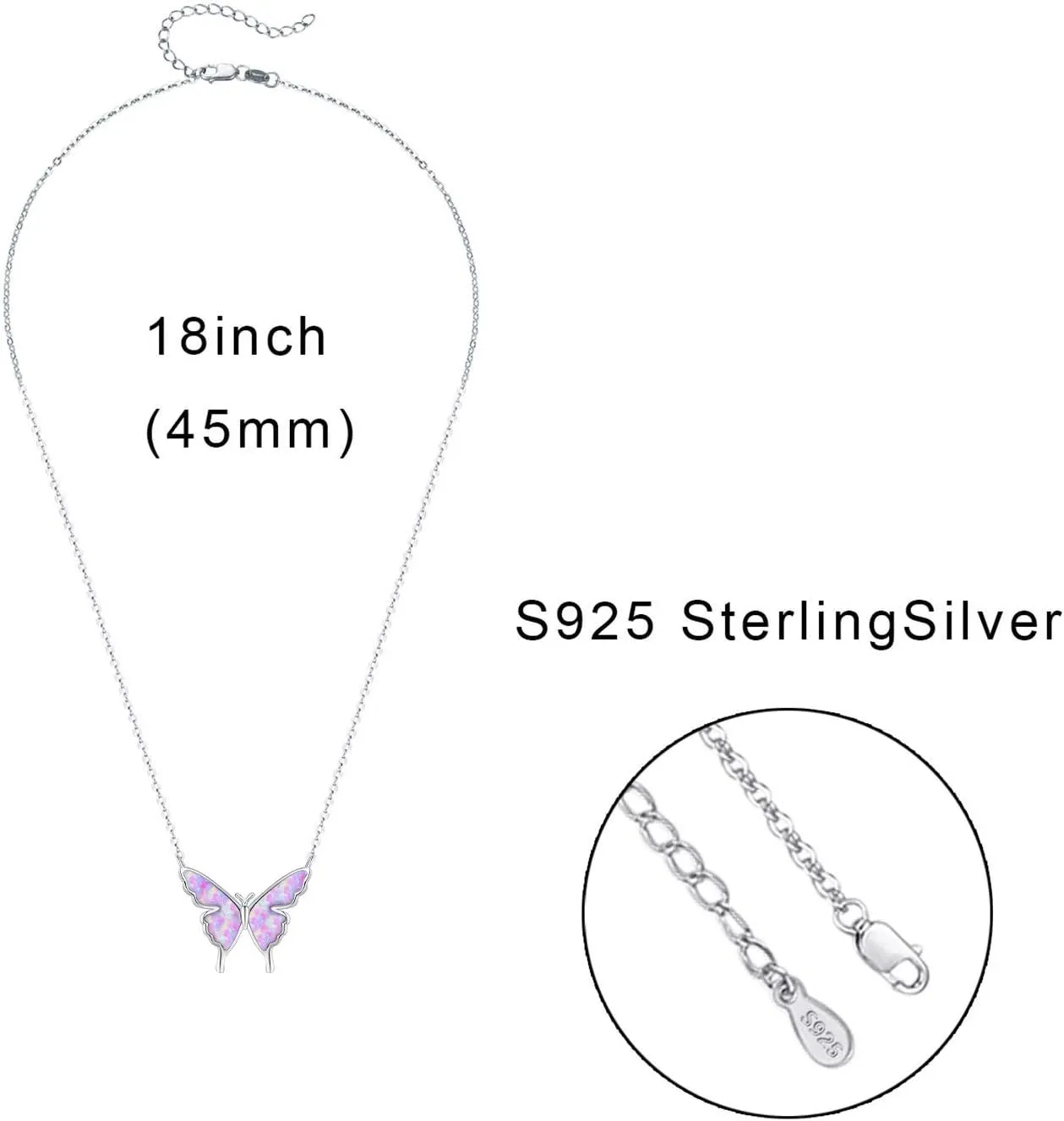 CUOKA MIRACLE Opal Butterfly Necklace for Women 925 Sterling Silver Dainty Cute Butterfly Charm Jewelry Delicate Pendant Butterfly Necklace Birthday Christmas Gift for Wife Girlfriend Mom Teen