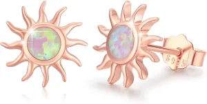 CUOKA MIRACLE Sun Studs Earrings 925 Sterling Silver Opal Celestial Studs Earring Delicate Sun Jewelry Mother's Day Gifts for Mom