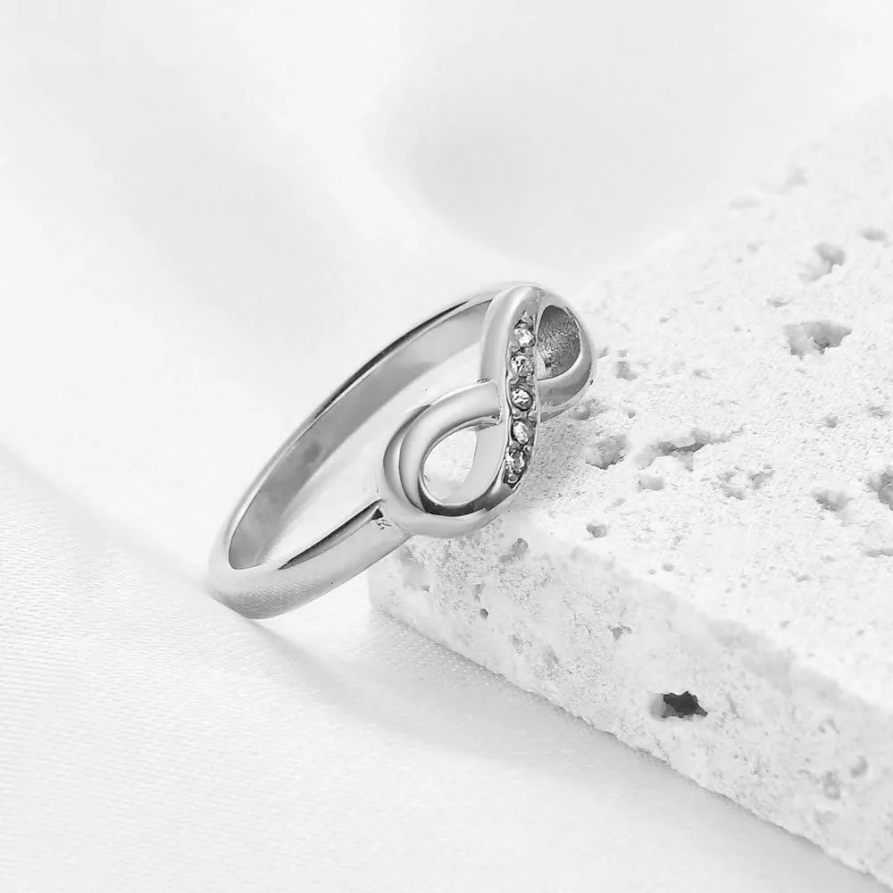 Custom Engraved Couple Rings Set Promise Rings for Him and Her Matching Infinity Wedding Rings for Men and Women CZ Engagement Rings 8mm Tungsten Carbide Wedding Band Ring Gold