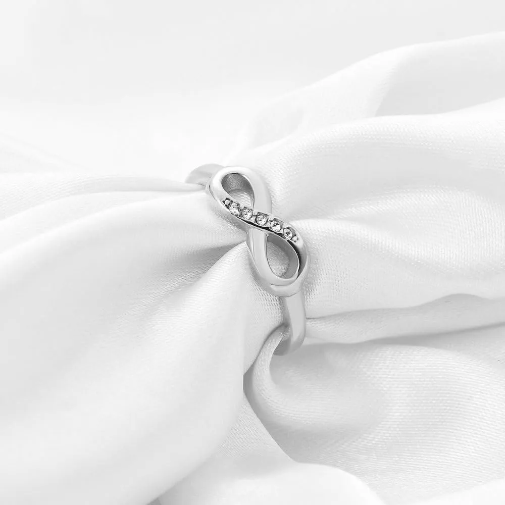 Custom Engraved Couple Rings Set Promise Rings for Him and Her Matching Infinity Wedding Rings for Men and Women CZ Engagement Rings 8mm Tungsten Carbide Wedding Band Ring Gold