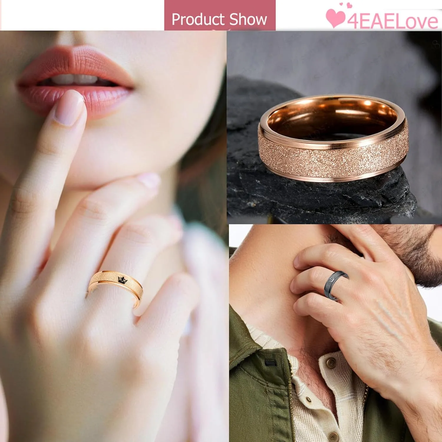 Customize Crown Couples Rings Her King His Queen Promise Ring Inside Can Engraved Band Rings Wedding Rings Titanium Stainless Steel 8mm 6mm 6-13#