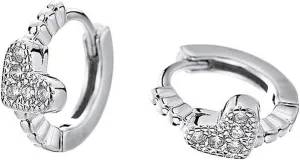 CZ Sideways Heart 925 Sterling Silver Cartilage Small Hoop Earrings for Women Cubic Zirconia Tiny Love Beaded Huggie Hoops Hypoallergenic Earring Delicate Birthday Holiday Easter Gift 8mm